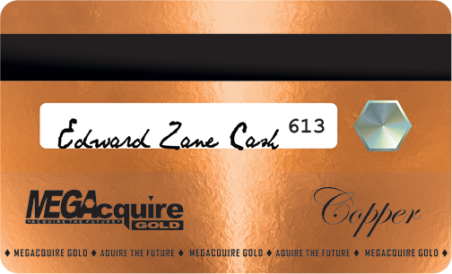 MEGAcquire GOLD Back of 1M Copper Debit Card