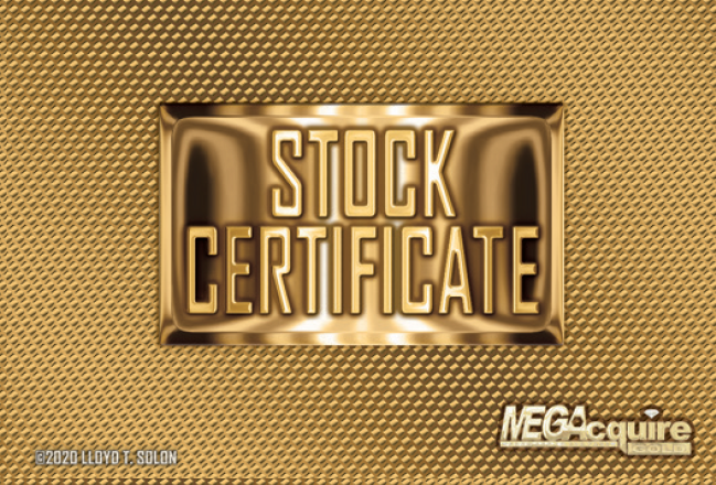 MEGAccquire GOLD Stock Certificate Back